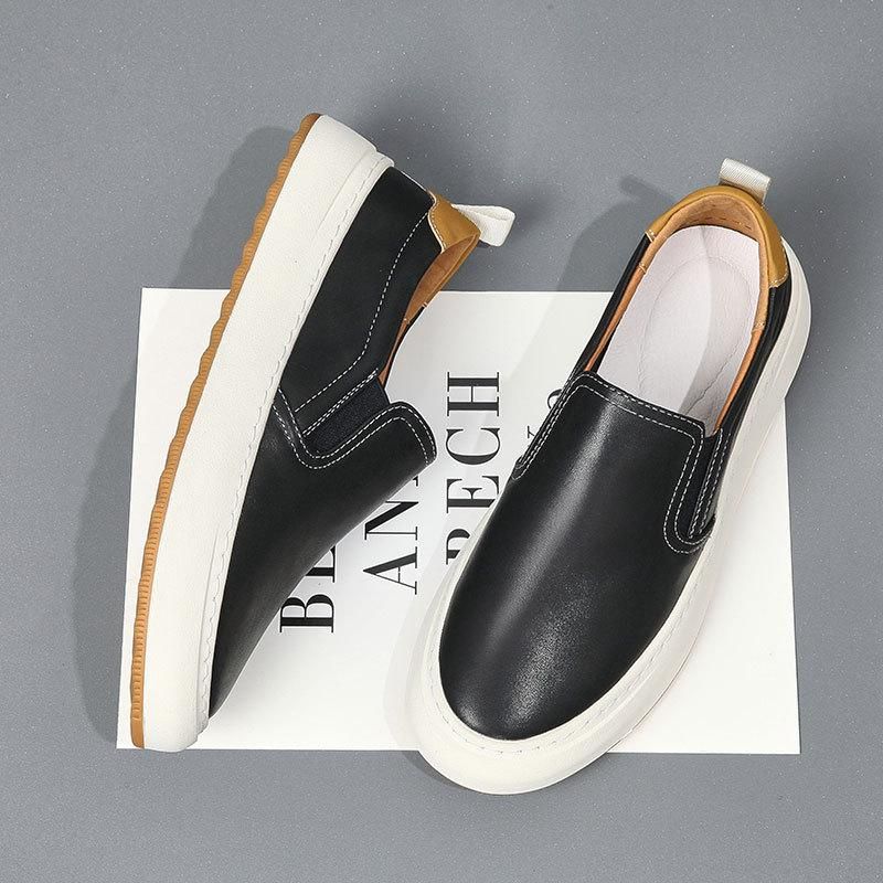 Fashion Fashion Casual Platform Loafers For Men Designer Cow Leather Men's Luxury Board Shoes Fashion Solid Color Zapatos De Hombre_vogvips.com