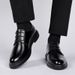 Men's Business Suit With Leather And Velvet, By 8cm, Casual Men's British Style Black Suit, Interior Height Increase_vogvips.com