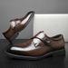 Euro Step Slip-On Leather For Men Korean Style British Men's Business Formal Trendy One-Piece Casual Wedding Shoes_vogvips.com