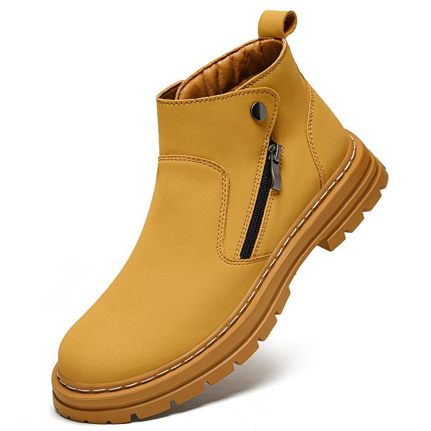 Martin Boots Men's High-top Velvet Men's Wind Retro Casual Boots Big Yellow Boots Men_vogvips.com