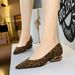 pointed Leopard Print Suede Single Shoes Women's Low Heel Shallow Mouth Hollow Heel Low Heel Shoes Women's Shoes_vogvips.com