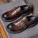 New Horse Carrying Buckle Loafers With Round Toe Casual For Men, Made Of Genuine Leather And British Business Thick_vogvips.com