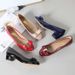 European American Patent Leather Bow Flat Women's Thick Mid Heel Round Toe Single Shoes Women Spring And Autumn Retro_vogvips.com