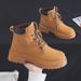 Couple Ankle 2024 Spring New British Thick Sole Versatile Motorcycle Martin Same Style Yellow Boots_vogvips.com
