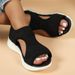 Cross-border European American Style Spring And Summer Fashion Soft Fly-knit Breathable Flat Sandals Casual Large Size_vogvips.com