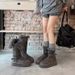 Women's Shoes Gray Snow Boots Women Winter New Thick Sole Heightened Plus Velvet Thickened Long Tube Snow Cotton Shoes_vogvips.com