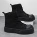 Men's Platform High Top Canvas Sneakers Side Zipper Casual Skate Shoes Breathable Lace Up Fashion Street Ankle Boots In Black White_vogvips.com
