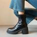 French Style Versatile Height-Increasing Chunky Heel Stretch Slim 2024 Autumn New Back Zipper Short Martin Boots_vogvips.com