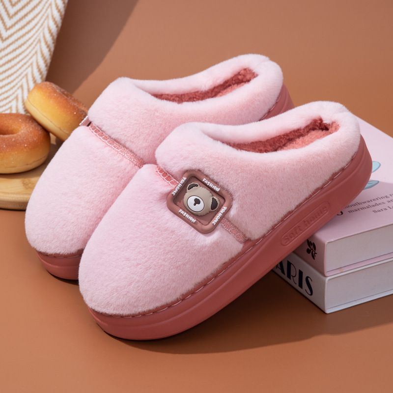 Women's Cotton Slippers For Autumn And Winter, Warm For Home Use, Thick-soled, Non-slip, Odorless, Plush-lined, Foot-warming Winter Slippers For Men_vogvips.com