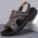 Men's Summer Casual Leather Outdoor Antiskid Beach Slide Fashion Breathable Walking Sandals New Leisure Walk Roman Flats_vogvips.com