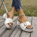 Women's Shoes Large Size Summer New Thick Heel Buckle Metal Buckle Slippers One Strap Beach Sandals_vogvips.com