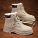 Men's Winter Snow Boots With Fleece Lining, Thick Sole & Height Increase, Waterproof PU Leather, Casual Slip-Resistant Shoes For Outdoor & Daily Wear_vogvips.com