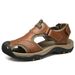 1668 Men's Sandals, Outdoor Beach Summer Foreskin Cover, Calf Leather Upper, Large Hole Shoes, Two Pairs Of Velcro_vogvips.com