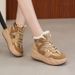 High-top Snow For Women 2024 Winter Sheepskin Boots Warm Northeast Large Cotton Shoes Wedge Heel Cold-proof_vogvips.com
