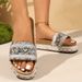 Woven, Platform, Open Toe Flip Flops, Summer New Style, Plus Size, Fabric, Ethnic Style Sandals For Women._vogvips.com