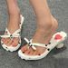 Spring And Summer New Arrivals In Stock: French-style Heart-shaped Polka Dot Bow Toe-post Flip-flops With Unique High_vogvips.com