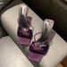 Yangshulin Same Style Purple Satin Rhinestone Stiletto Heel Slippers For Women New Elegant Square Toe One-Strap Cross_vogvips.com