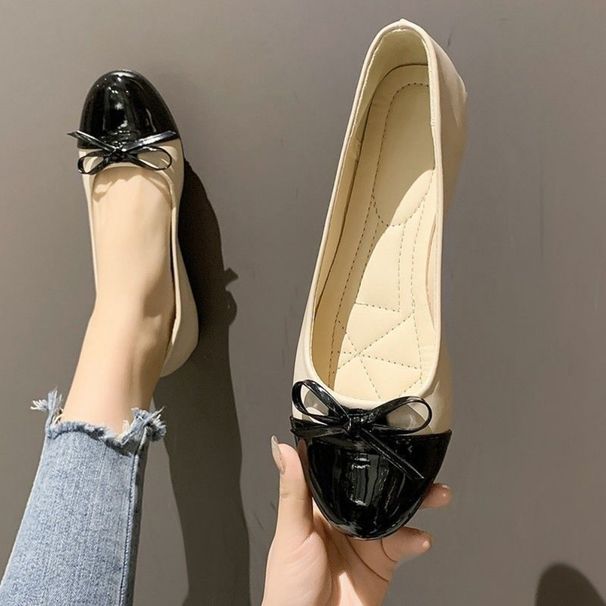 Ballerina Mother's Shoes Women's Flat Shoes Comfort Non-slip Ladies Loafers Leather Flats Elegant Bowknot Women's Single Shoes_vogvips.com