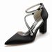 Women's Chunky Heel Rhinestone Strap Pointed Toe Wedding Dress Shoes Bridesmaids_vogvips.com