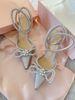 Super Beautiful And Elegant ~ Rhinestone Bowknot Wrapped High Heel Sandals For Women 2025 Genuine Leather Pointed Toe_vogvips.com