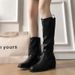 Yueyu Chunky Heel Slimming Pleated Slouch For Women 2025 Autumn Winter New Over-the-Knee High Metal Ring Knight Boots_vogvips.com