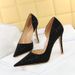 Women's Fashion Pointed Toe High Heel Pumps - Elegant Hollow Out Design With Color Blocking, Ultra High Stiletto Heel (8cm+), Comfortable Rubber Sole_vogvips.com