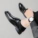 Trendy Business Formal Men's Autumn Winter Plush Cotton Leather Youth Korean Style British Black Wedding Shoes_vogvips.com