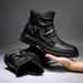 Cross-Border Foreign Trade Square Heel High-Top Men's Large Size Winter Brown Stitching Solid Color Captain Jack Round_vogvips.com