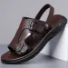 2024 New Men's Sandals Outer Wear Dual Use Car Beach Shoes Youth Versatile Leather Slippers Wholesale_vogvips.com