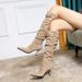 158A-1 Winter Pointed Toe Stiletto Slimming For Women, Slouch With Belt Buckle, Pleated High Heel Long Boots, Slim Boots 2026 Popular_vogvips.com