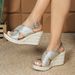 Women's Rope Woven Wedge Platform High Heeled Sandals Open Toe Buckle Design_vogvips.com