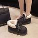 Korean Style Personalized Lace-Up Platform Snow For Women Winter Warm Slip-On Short Plush Cotton Shoes Non-Slip_vogvips.com