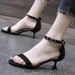 Low-heeled One-strap Women's Fashion Sandals, 2025 New Summer Black High-heeled Shoes For Women, 3cm Stiletto Heel,_vogvips.com