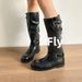 French Style Melard Western Cowboy Engineer Mid-Calf Riding Half Wide Mouth Stacked Short Boots For Women Autumn Winter_vogvips.com