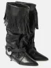 Autumn And Winter 5cm Thin Heel Short Fashion Pointed Wide Tube Folding Stacked Womens Ankle Boots 250711_vogvips.com