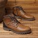 Men's Vintage Side-Zip Ankle Boots With Comfortable EVA Insole & Durable PU Upper (Brown/Black, Sizes 39-48)_vogvips.com
