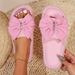 New Women's Summer Platform Slippers With Rhinestone Bow Holiday Beach Slippers With Soft Non-Slip Soles Pink Pillow Slides_vogvips.com