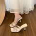 Fashionable Square-Toed Cross-Strap Open-Toed Thin-Heeled High-Heel Sandals Women, 2025 Summer New Style, Suitable For_vogvips.com