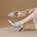 Black Satin Pointed-toe High-heeled Sandals With Bow And Open Back, Soft-soled, Commuter Style, Direct From The Factory,_vogvips.com