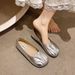 French Silver Strap Mary Jane Single Shoe Women's Half Drag 2025 New Summer Outfit Skirt Soft Flat Bean Shoes_vogvips.com