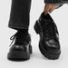 ShoeVault Sexy Black Chunky For Men Thick-Soled Height-Increasing Casual Leather Breathable Mesh Derby Shoes_vogvips.com