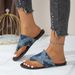 Women's Shoes Summer Denim Flat Flip Flops For Women To Wear Outside Large Size Open Toe Light Sandals 43 Size_vogvips.com