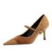 9116-A1 Korean Banquet High Heel Women's With Thin Heels, Xishi Suede Surface, Shallow Mouth Splice, Pointed Head,_vogvips.com