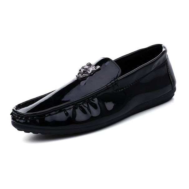Spring New Men's Patent Leather Loafers Breathable Soft Soled British Style Casual Slip-On Leather Shoes Trendy_vogvips.com