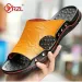 YRZL Mens Sandals PU Leather Classic Summer Soft Black Big Size Slippers Lightweight EVA Slides For Men_vogvips.com