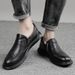 Top Layer Men's Casual Leather Shoes Round Head Flat Bottom Men's Shoes Formal Wedding Shoes_vogvips.com