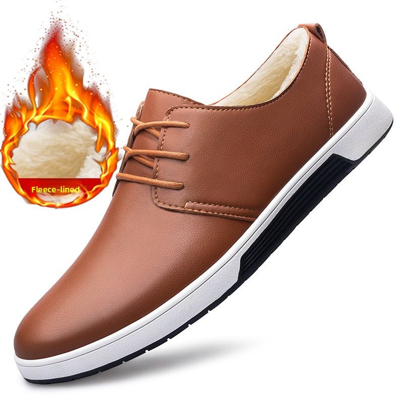 Shoes Men's Casual Board Shoes Large Size Hollow Sports Style Men's Shoes Fleece Warm Single Shoes_vogvips.com