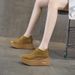 Hollow Women's Sandals Round Head Gypsy Rhinestone Casual Breathable Thick-soled Heightening Shoes_vogvips.com