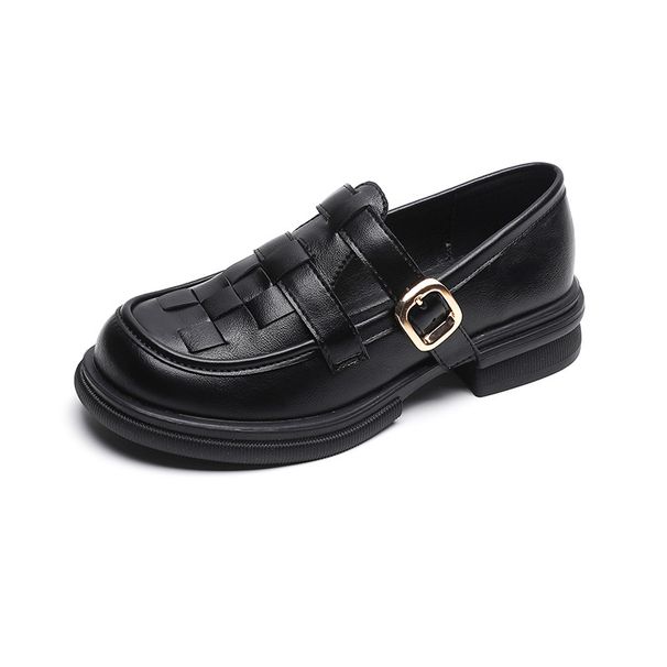 Platform Loafers Women's Retro British Style Black Small Leather Shoes Thick Heel Soft Sole Single Shoes Women_vogvips.com