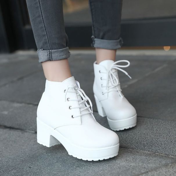 2026 Spring And Autumn New Thick-Soled Waterproof Platform Ankle With Cross-Straps, High-Heeled Martin Boots, Large Size_vogvips.com